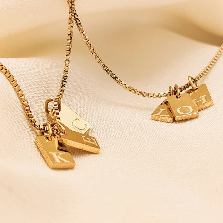 Dainty Initial Tag Stacker Necklace